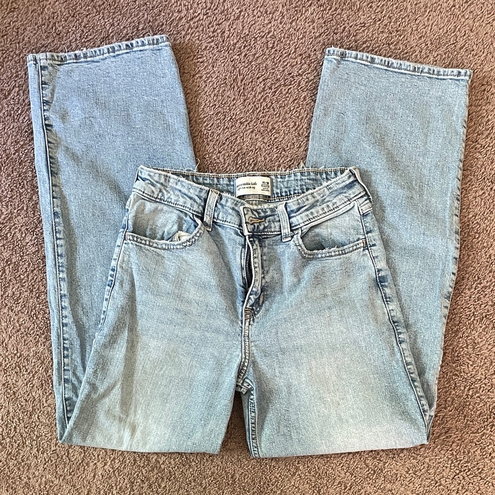 Abercrombie Kids High Rise Wide Leg Light Blue Jeans